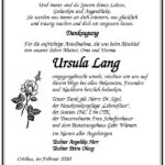 Danksagung Ursula Lang
