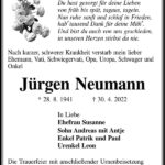 Traueranzeige Jürgen Neumann