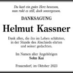 Danksagung Helmut Kassner