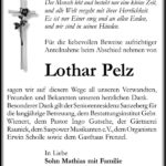 Danksagung Lothar Pelz