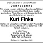 Danksagung Kurt Finke