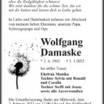 Traueranzeige Wolfgang Damaske