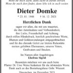 Danksagung Dieter Domke