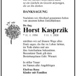 Danksagung Horst Kasprzik