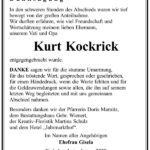 Danksagung Kurt Kockrick