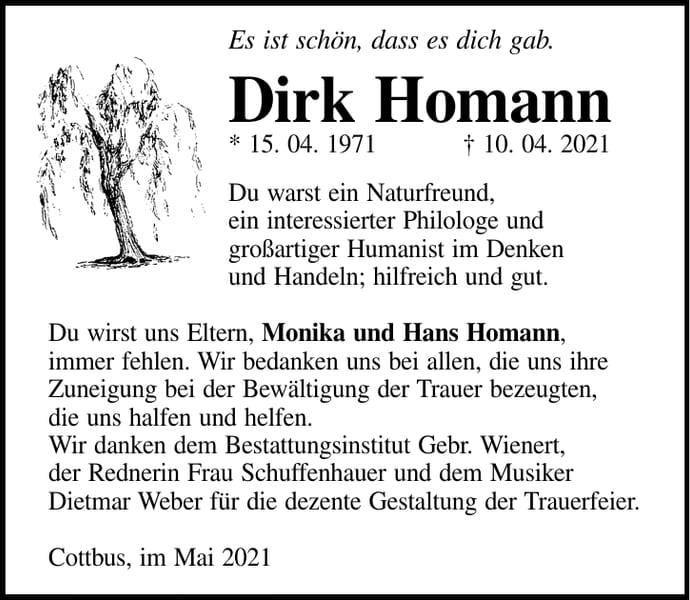 Danksagung Dirk Homann