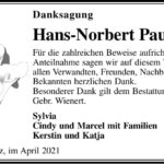 Danksagung Hans-Norbert Paulick