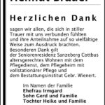 Danksagung Helmut Brauer