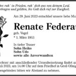 Traueranzeige Renate Federau, geb. Vogel