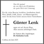 Danksagung Günter Lenk