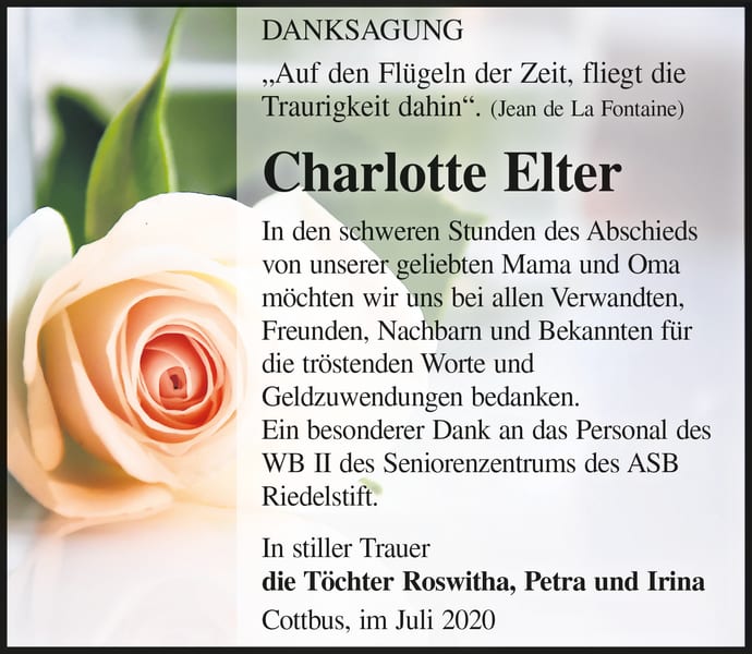 Danksagung Charlotte Elter