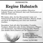 Danksagung Regine Hubatsch