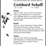 Traueranzeige Gotthard Schaff