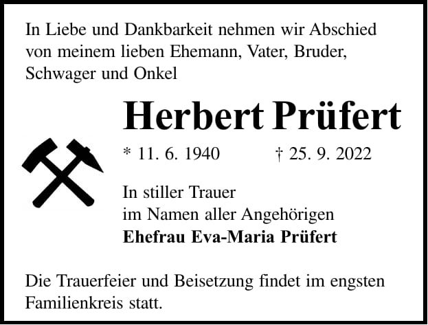 Traueranzeige Herbert Prüfert