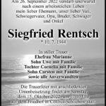 Traueranzeige Siegfried Rentsch