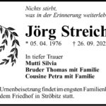 Traueranzeige Jörg Streich