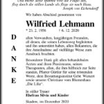 Danksagung Wilfried Lehmann