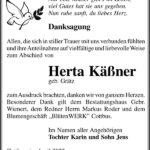 Danksagung Herta Käßner, geb. Grätz