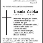 Traueranzeige Ursula Zabka