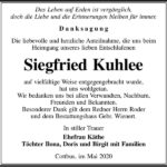 Danksagung Siegfried Kuhlee