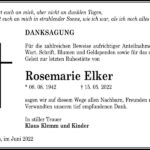 Danksagung Rosemarie Elker