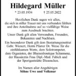 Danksagung Hildegard Müller