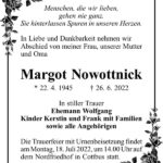 Traueranzeige Margot Nowottnick