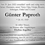 Traueranzeige Günter Paproth