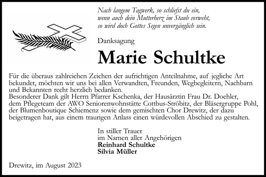 Danksagung Marie Schultke