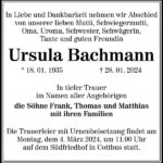 Traueranzeige Ursula Bachmann
