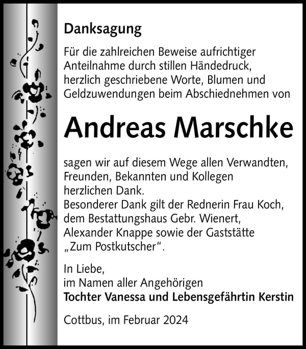 Danksagung Andreas Marschke