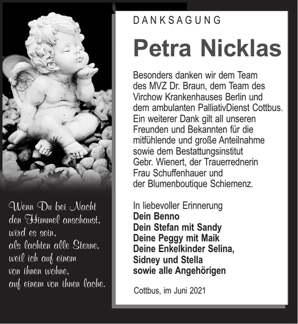 Danksagung Petra Nicklas