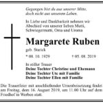 Traueranzeige Margarete Ruben, geb. Starick