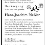 Danksagung Hans-Joachim Neßler