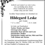 Traueranzeige Hildegard Leske, geb. Grunke