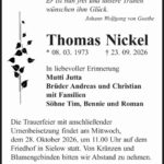 Traueranzeige Thomas Nickel