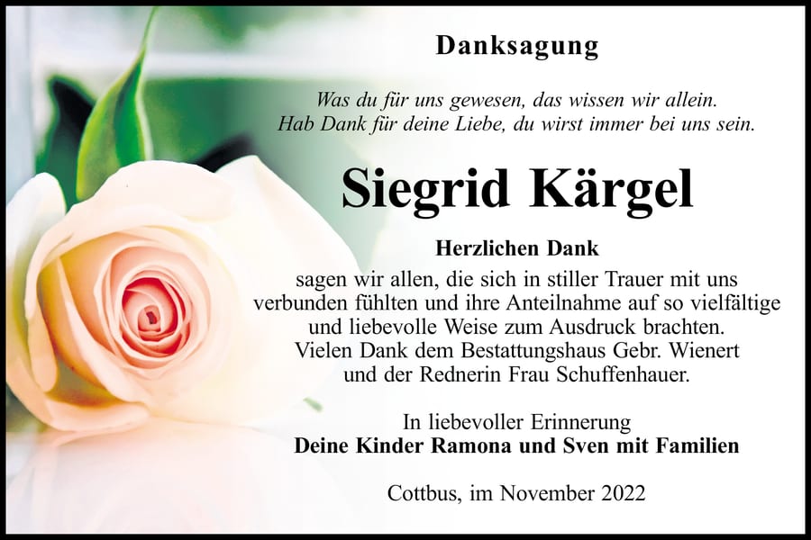 Danksagung Siegrid Kärgel