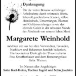 Danksagung Margarete Weinhold