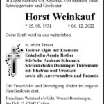 Traueranzeige Horst Weinkauf