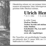 Traueranzeige Ulrich Henke