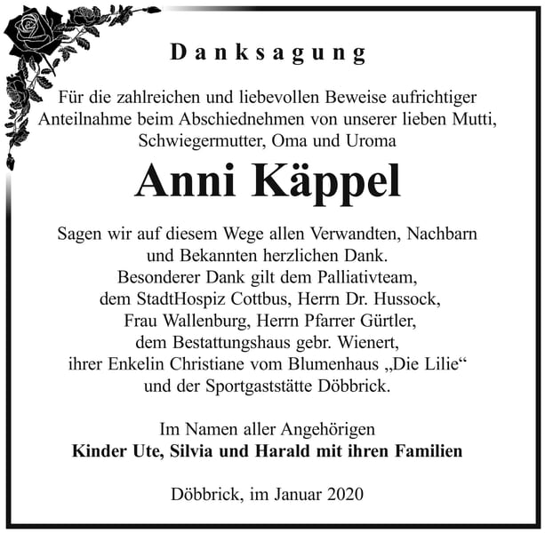 Danksagung Anni Käppel