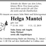 Traueranzeige Helga Mantei, geb. Leo
