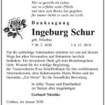 Danksagung Ingeburg Schur, geb. Nitschke