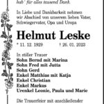 Traueranzeige Helmut Leske