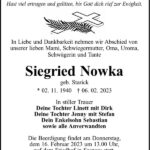 Traueranzeige Siegried Nowka, geb. Starick