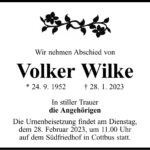 Traueranzeige Volker Wilke