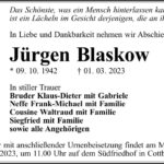 Traueranzeige Jürgen Blaskow