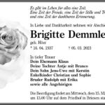 Traueranzeige Brigitte Demmler, geb. Höer