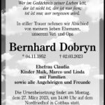 Traueranzeige Bernhard Dobryn
