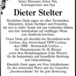 Danksagung Dieter Stelter